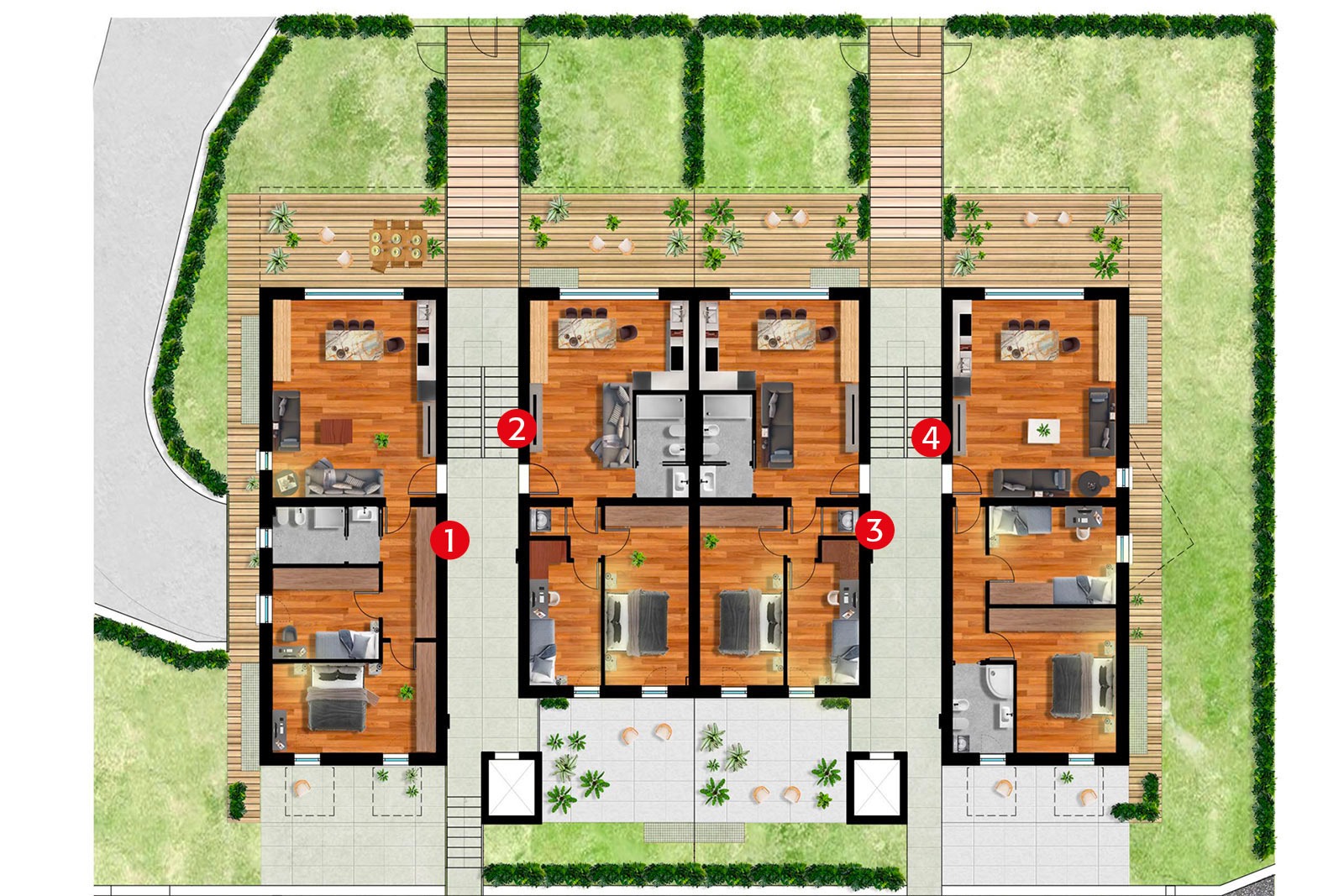 Planimetria del piano terra di Conero Home